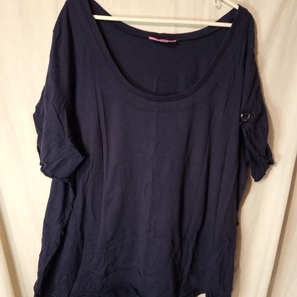 (B-O#11) Woman Within Short Sleeve T Shirt 2X Navy Blue